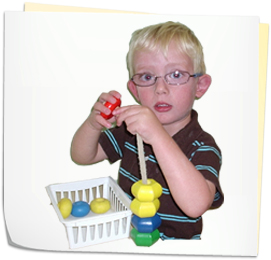Child playing with educational toys.